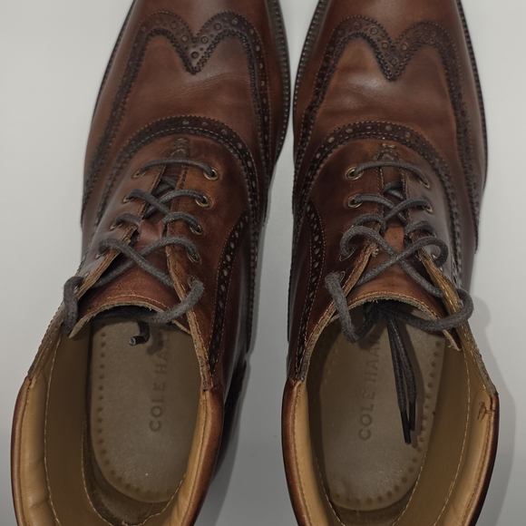 Cole Haan Men's Brown Leather Chukka Wingtip Boots 8 8.5 - Picture 5 of 7